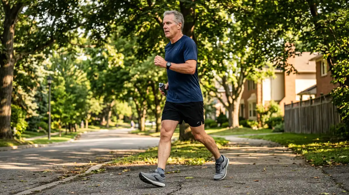 Man in his 50s looking thoughtful concerned candid photo morning light kitchen authentic