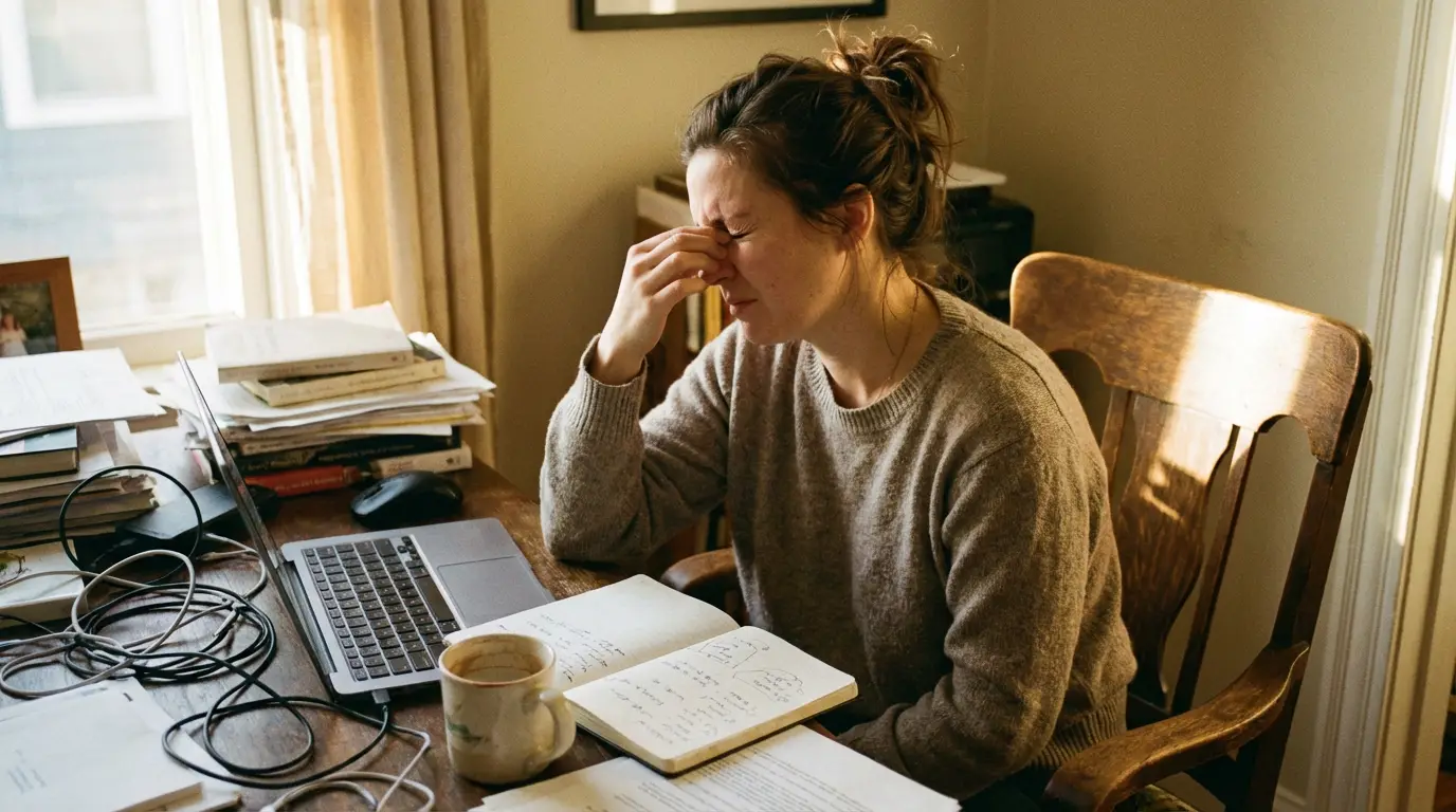 Woman feeling tired showing signs of slow metabolism